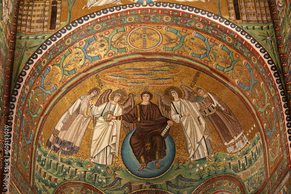 Mosaic of enthroned Christ, Basilica of San Vitale, Ravenna, Italy