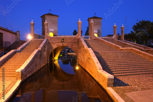 The monumental bridge known as Trepponti, Comacchio, Italy photo