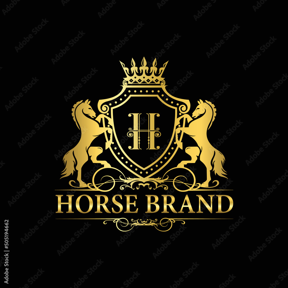 Horse Crest or Emblem Logo. Horse Logo Design. Elegant and luxury horse
