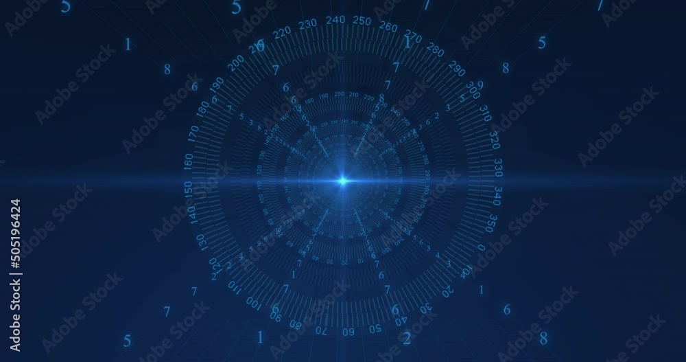 Animation of scopes scanning and data processing with binary coding on blue background Animation of scopes scanning and data processing with binary coding on blue background