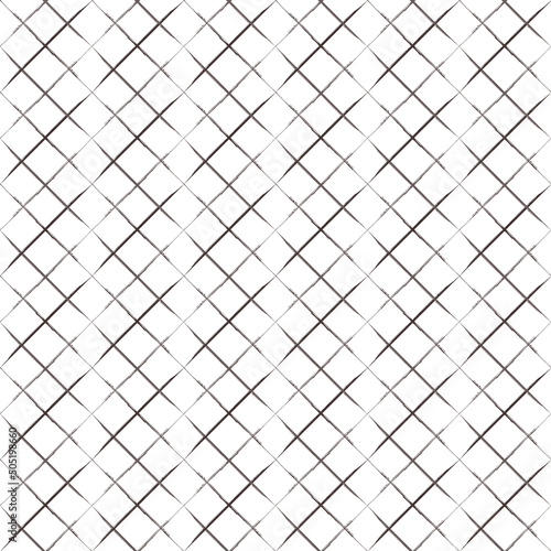 Chekered seamless pattern. Grunge hand drawn lines, diagonal geometric grid, creative rustic aesthetic background in grey tone color palette. White easy editable color backdrop. Vector
