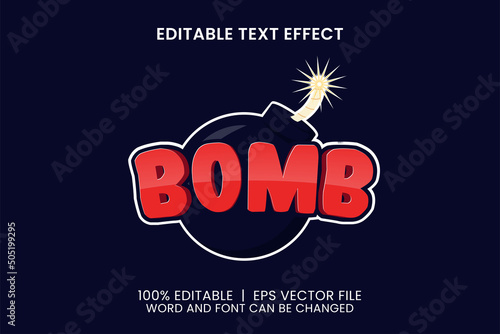 editable text effect with 3d red bomb game style