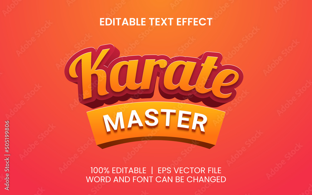 editable text effect with realistic red orange karate game style editable text effect with realistic red orange karate game style