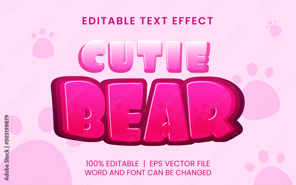 editable text effect with pinky cutie bear game style editable text effect with pinky cutie bear game style