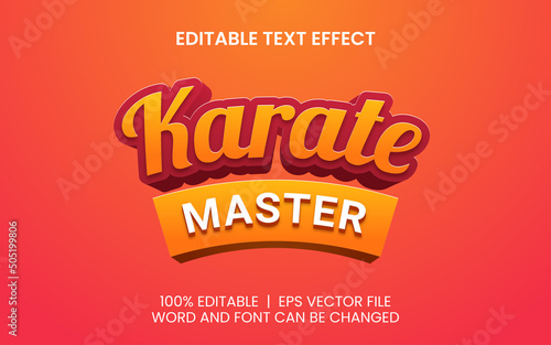 editable text effect with realistic red orange karate game style
