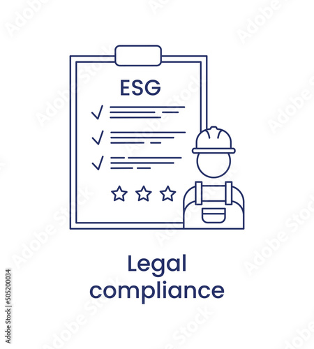 Legal compliance icon, ESG social concept. Vector illustration isolated on a white background.