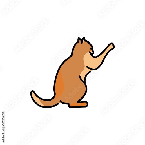 Evil cat fights color line icon. Pictogram for web page