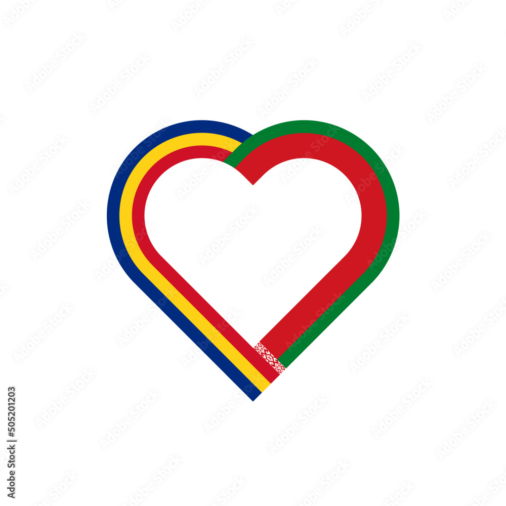 unity concept. heart ribbon icon of romania and belarus flags. vector illustration isolated on white background unity concept. heart ribbon icon of romania and belarus flags. vector illustration isolated on white background
