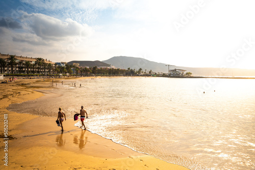 View of "Playa del Camisón" beach, in Arona town. South of Tenerife, Canary Islands, Spain. 
