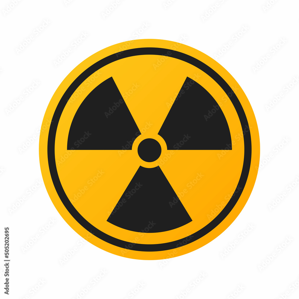 Radiation icon. Atomic symbol in yellow circle. Warning radiation sign. Template for your design. Vector illustration. Radiation icon. Atomic symbol in yellow circle. Warning radiation sign. Template for your design. Vector illustration.