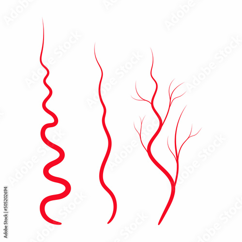 Human red vein icon. Blood system. Vessel, capillaries, arteries, eye vein. Concept anatomy element for medical science. Vector illustration