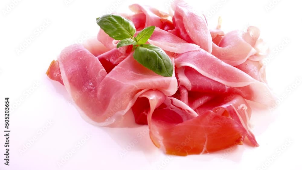 Serrano Ham Slices isolated on white Background Serrano Ham Slices isolated on white Background