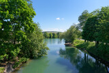 Marne river in Chateau-Thierry city. Haut-De-France region