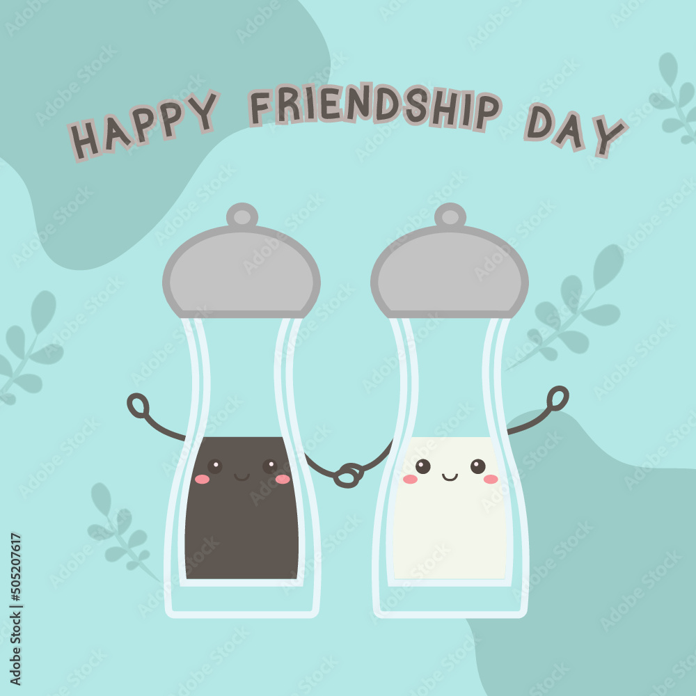 Happy Friendship Day. Salt and Pepper Blue Background Stock Vector Adobe Stock