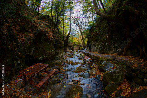 Ayazma National Park in Ida Mountains and streams flowing under the bridge photo