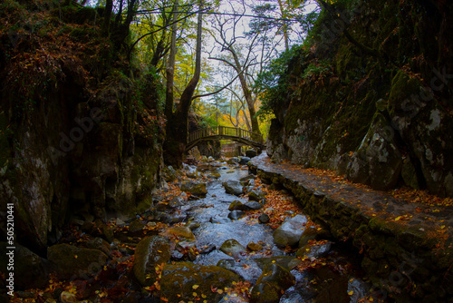 Ayazma National Park in Ida Mountains and streams flowing under the bridge photo