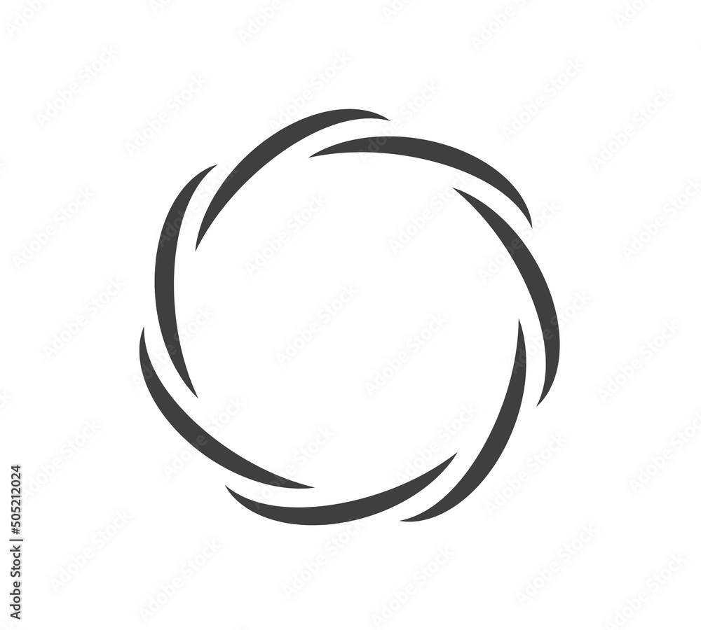 Round frame black and white vector ornament. Graphic border doodle. Ring curve link connection Round frame black and white vector ornament. Graphic border doodle. Ring curve link connection