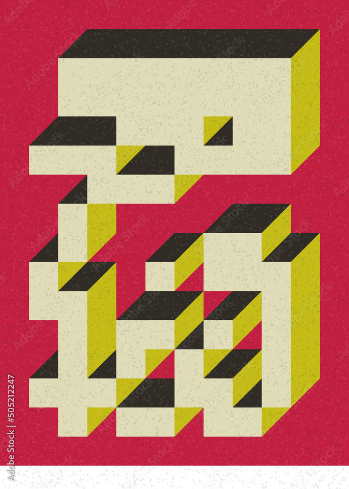 Fototapeta premium Implementation of Edward Zajec’s “Il Cubo” from 1971. Essentially a Truchet tile set of 8 tiles and rules for placement art illustration