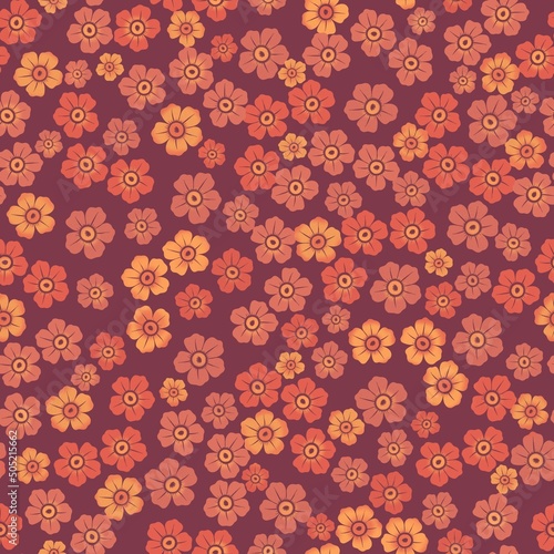 Abstract seamless pattern of small colorful flowers .