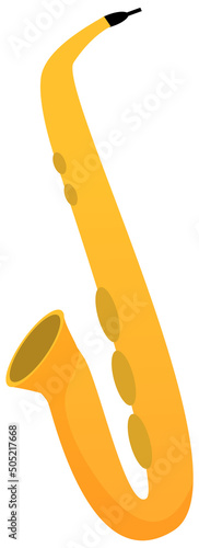 Classical music wind instrument saxophone. Blues, funk or jazz musical equipmen isolated on white background. Brass band sax golden metallic attribute musical tube for trumpet player musician