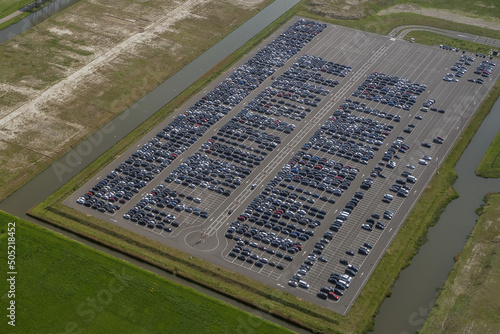 Canvas Print big parking lot aerial view near schipol amsterdam airport