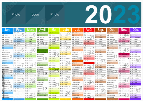 Calendrier 2023 Format A3 - pour entreprise avec logo sur 12 mois - multicaque - modifiable