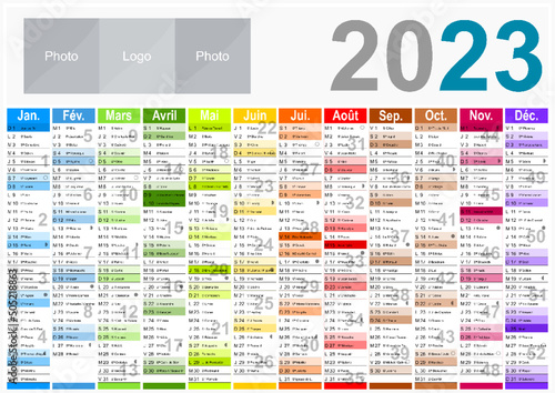 Calendrier 2023 Format A3 - pour entreprise avec logo sur 12 mois - multicaque - modifiable