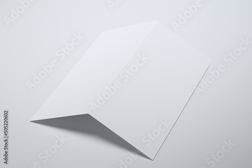 Bi Fold or Half Fold Brochure Flyer Mockup (8.5”x11”) on grey background 3D Illustration