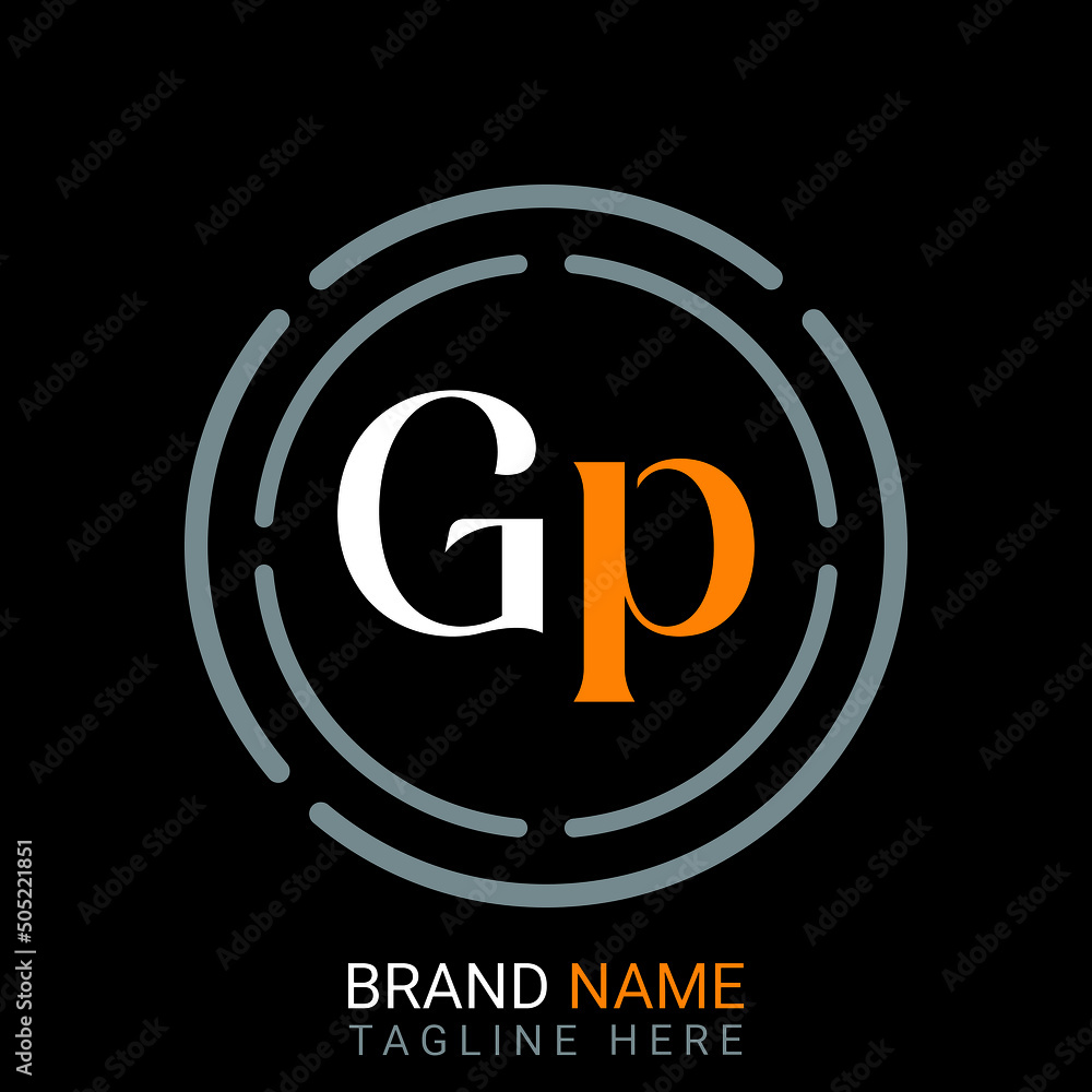 Gp letter Logo design. black background. Gp letter Logo design. black background.