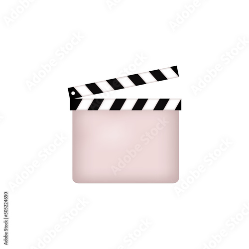 Realistic 3D clapperboard isolated on white background. Vector illustration.