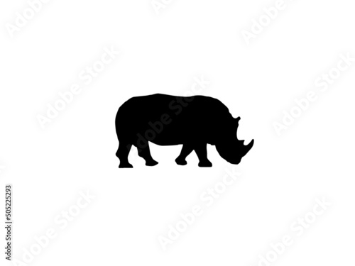Rhino silhouette vector,Rhino vector image,Rhino logo or icon vector,Rhinoceros profile silhouette vector image,Black silhouette of rhinoceros isolated on white vector