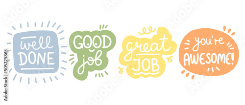 Job and great job stickers vector illustration