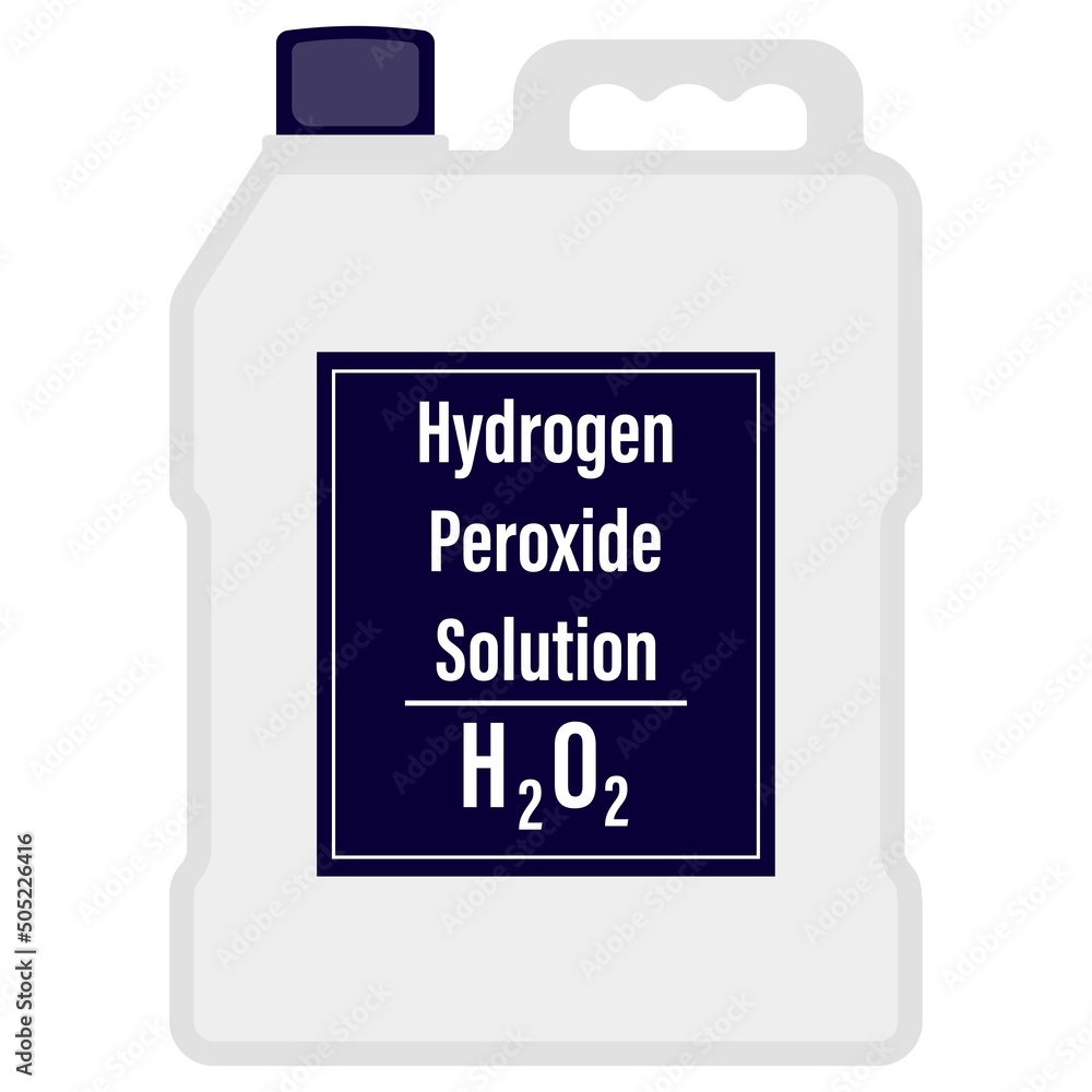 Hydrogen peroxide in a big plastic bottle cartoon vector illustration isolated on a white background. Disinfectant liquid product