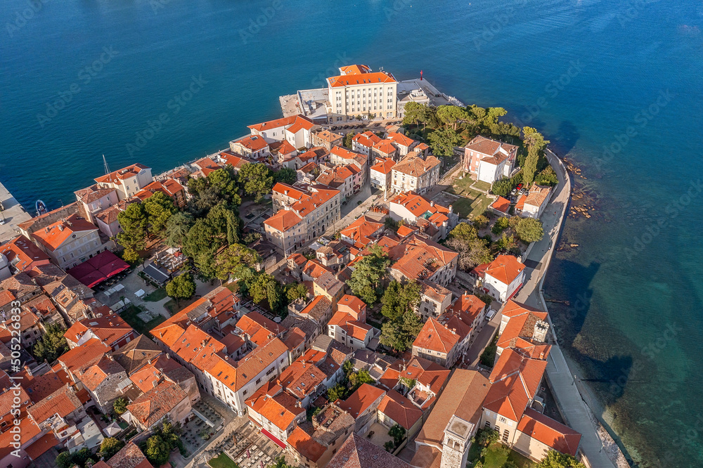 Aerial view to Porec old town, popular travel destination in Istria, Croatia