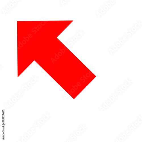 Diagonal arrow left up red icon 
