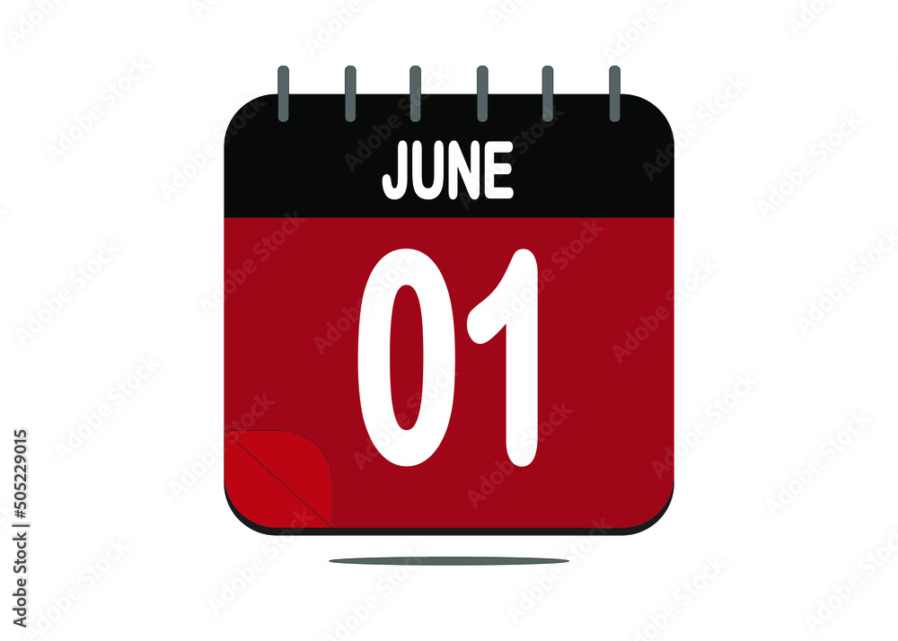 Day 1. June 1. Calendar design template in red and black. Day 1. June 1. Calendar design template in red and black.