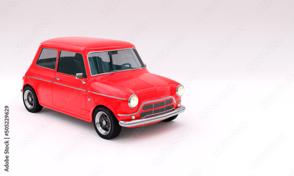 Obraz premium 3d illustration, car, light background copy space, 3d rendering