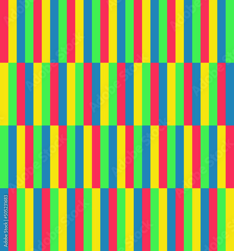 Seamless colorful striped abstract background pattern. Multicolor pastel lines for wallpaper, background, wrapping paper, backdrop, poster, wall. Red yellow green blue color blocks