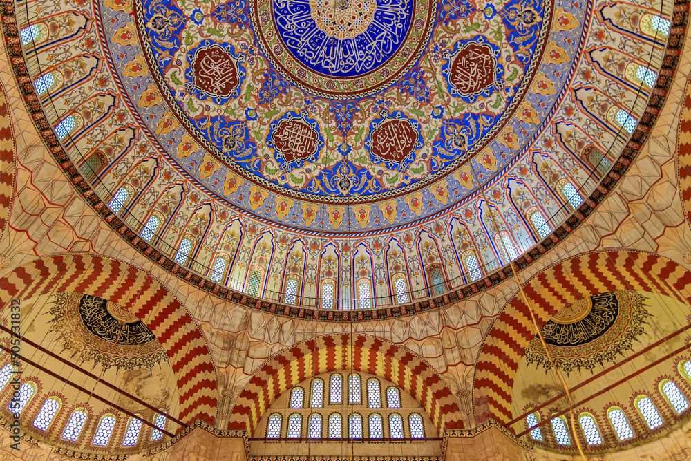 edirne/turkey.10december.2019. Ceiling view from architect Sinan, Selimiye Mosque