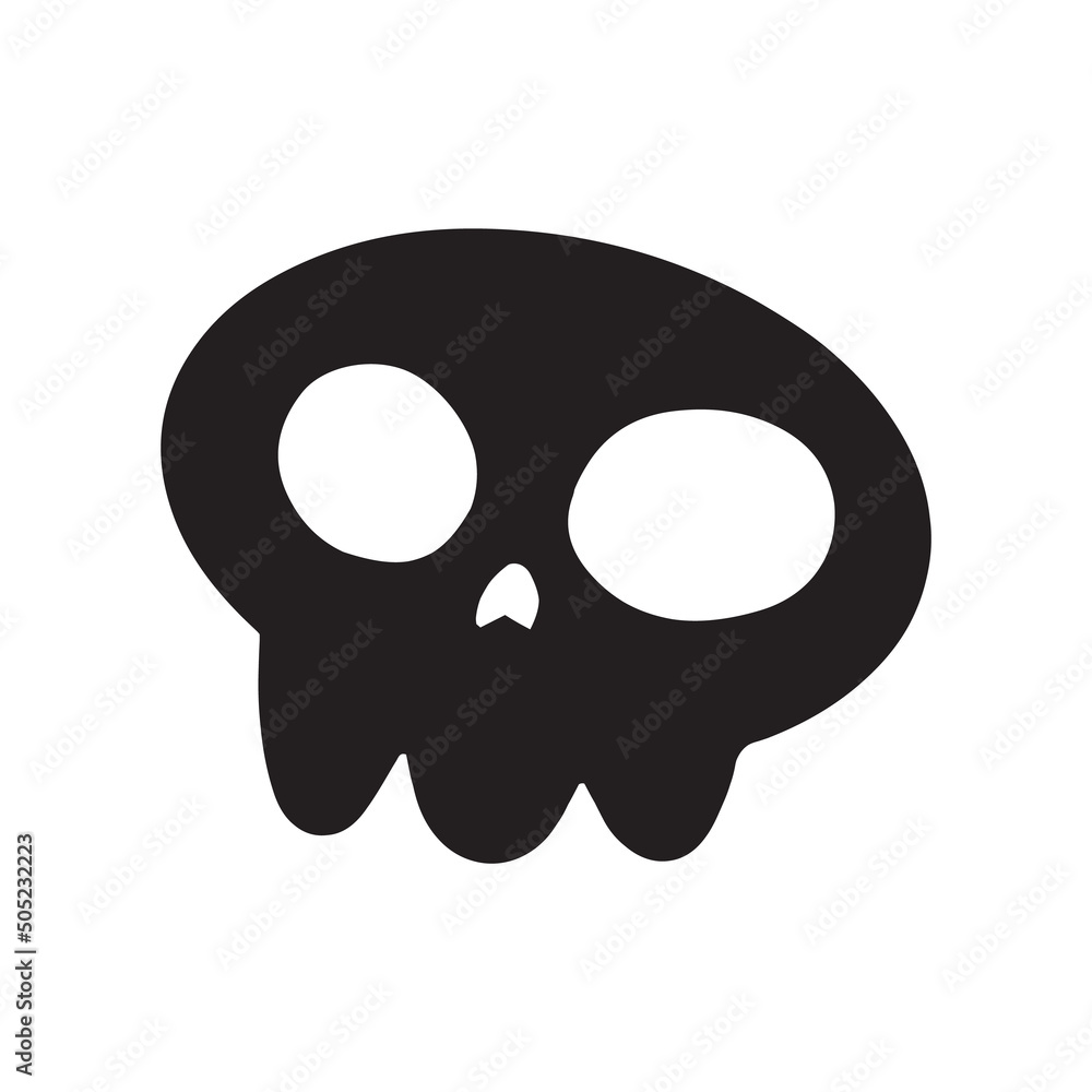 Skull Icon Silhouette, cartoon style. Trendy illustration isolated on white, hand drawn. Skull Icon Silhouette, cartoon style. Trendy illustration isolated on white, hand drawn.