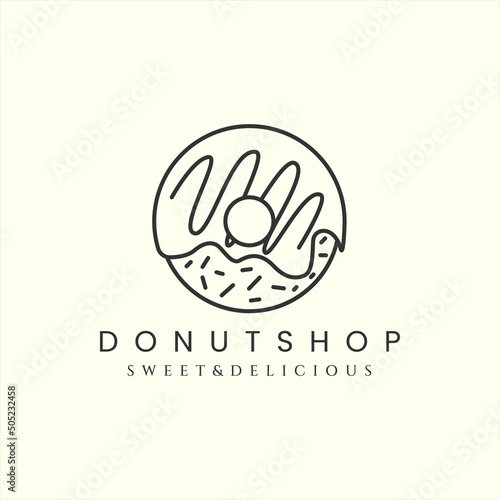 doughnuts or cake with line art style logo icon template design vector illustration