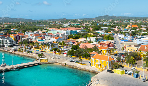 Kralendijk, capital city and harbor of Bonaire Island, Caribbean Netherlands. photo