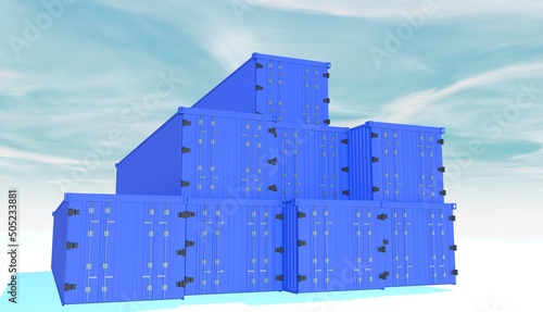 Blue Container isolated on white background this has clipping path.