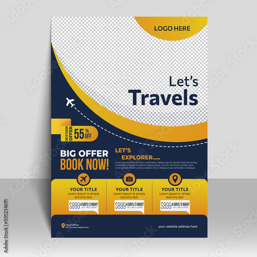 Creative travel and holiday social media post business flyer template.