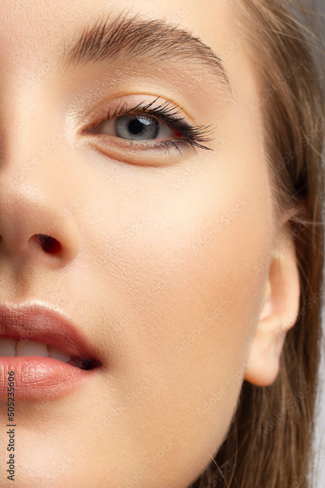 Macro shot sensual women with moist skin and natural cosmetics. Sexual photo of fashion and natural beauty. Cosmetology, make-up, Spa Macro shot sensual women with moist skin and natural cosmetics. Sexual photo of fashion and natural beauty. Cosmetology, make-up, Spa
