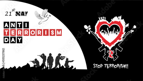 National anti-terrorism day, no terrorism poster background stop terrorism vector arts. 