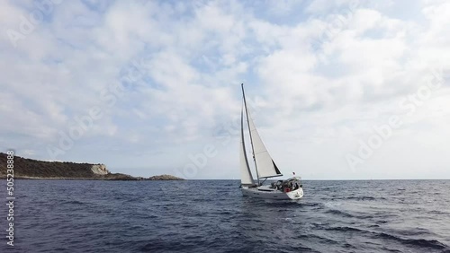 yacht at sea on a cloudy day
