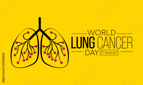 World Lung Cancer day is observed every year on August 1st, it is cancer that starts in the lungs. When a person has cancer, they have abnormal cells that cluster together to form a tumor. Vector art