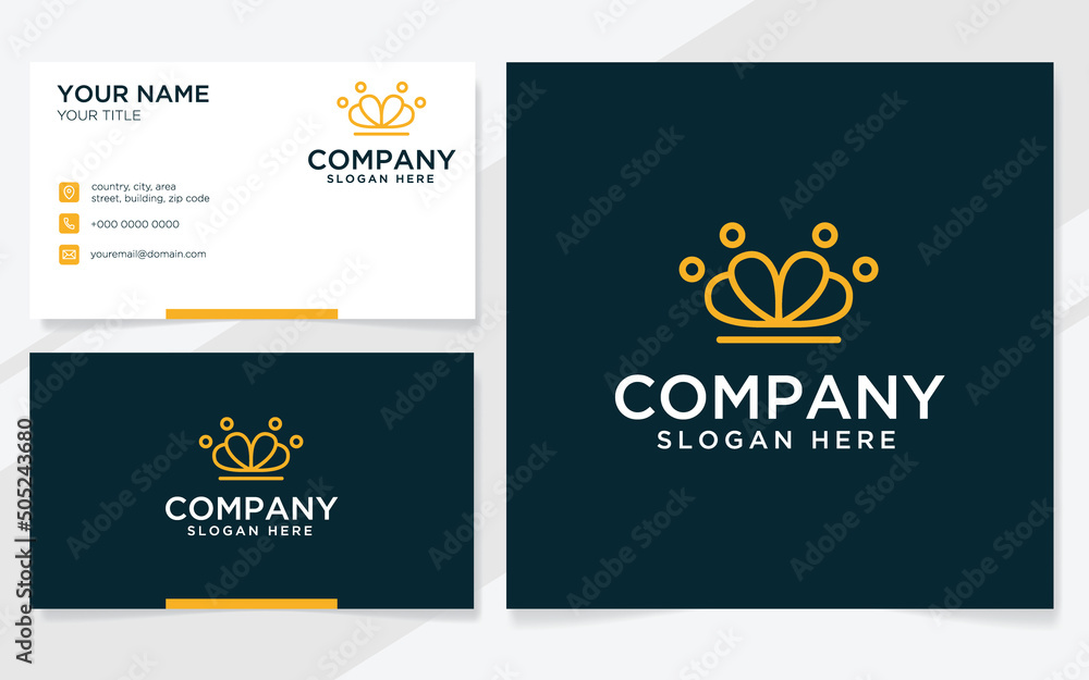 Heart crown logo suitable for company with business card template
