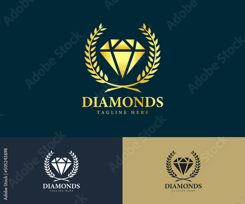 Diamond logo design. Jewelry logo design template.